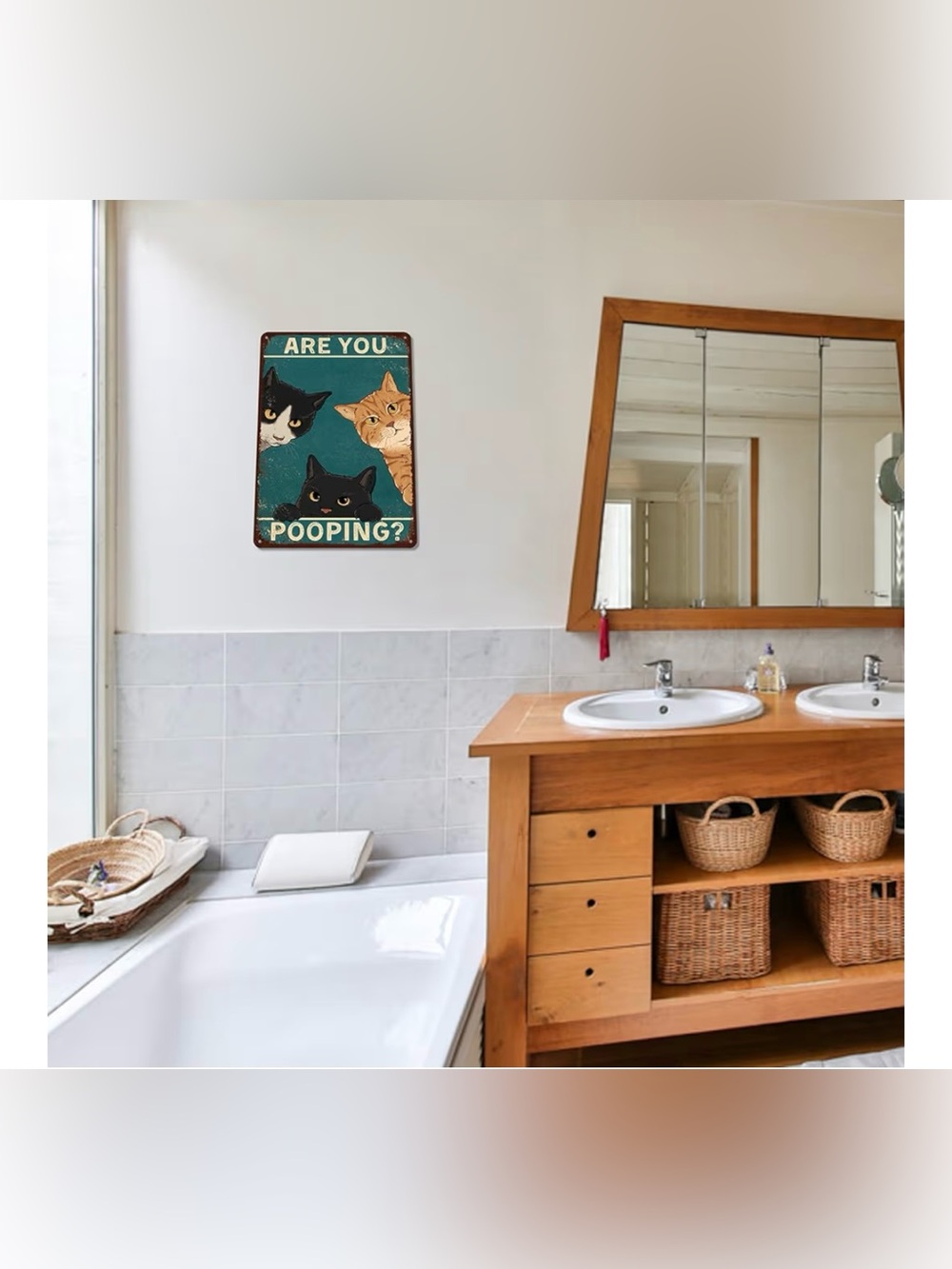 Vintage Bathroom Signs Decor Are You Pooping Bathroom Pictures Wall Decor Cat - Picture 3 of 5